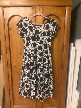 Black & White Floral Fit-and-Flare Dress by Dress Addict.
